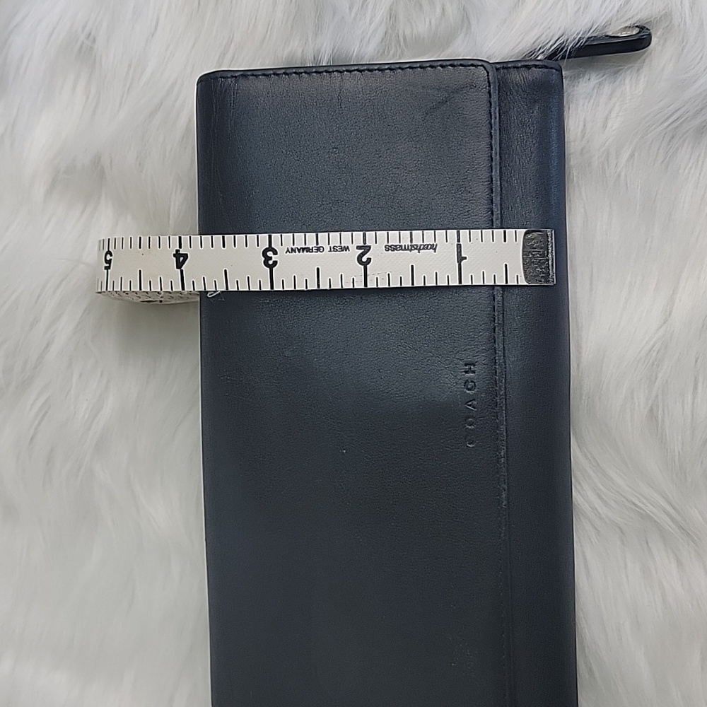 COACH VTG Smooth Black Leather Checkbook Insert Long Trifold Snap Closure Wallet - Picture 12 of 16